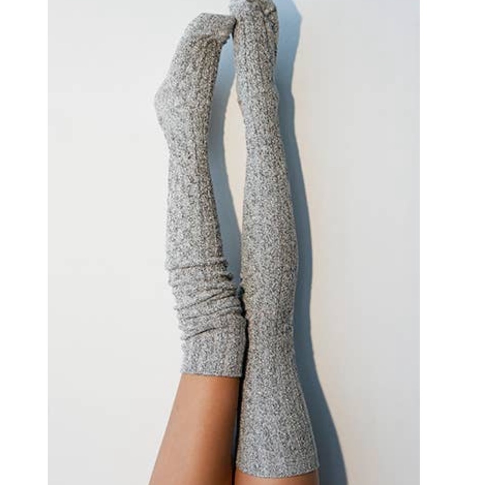 LAST PAIR* Blue colorblock Anthropologie Cable Knit Thigh Highs - Picture 11 of 16
